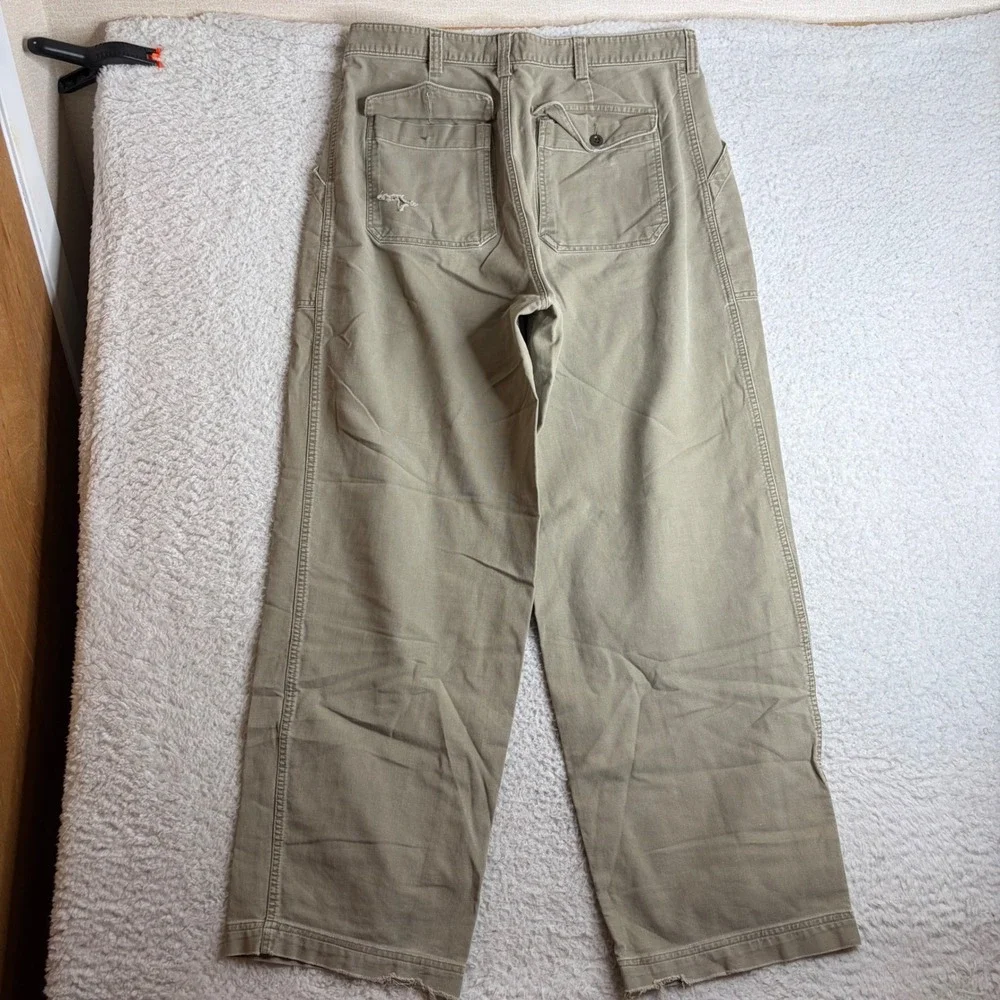 Vintage Abercrombie & Fitch Baker Military Pants Olive Drab 36R (34x31) Wide Leg